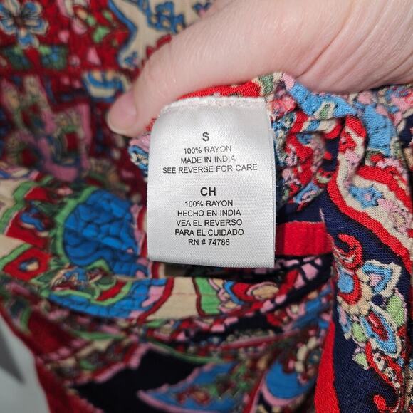 Boho Flowy Red Long Sleeve Paisley Print Dress. Size small. - Picture 7 of 7
